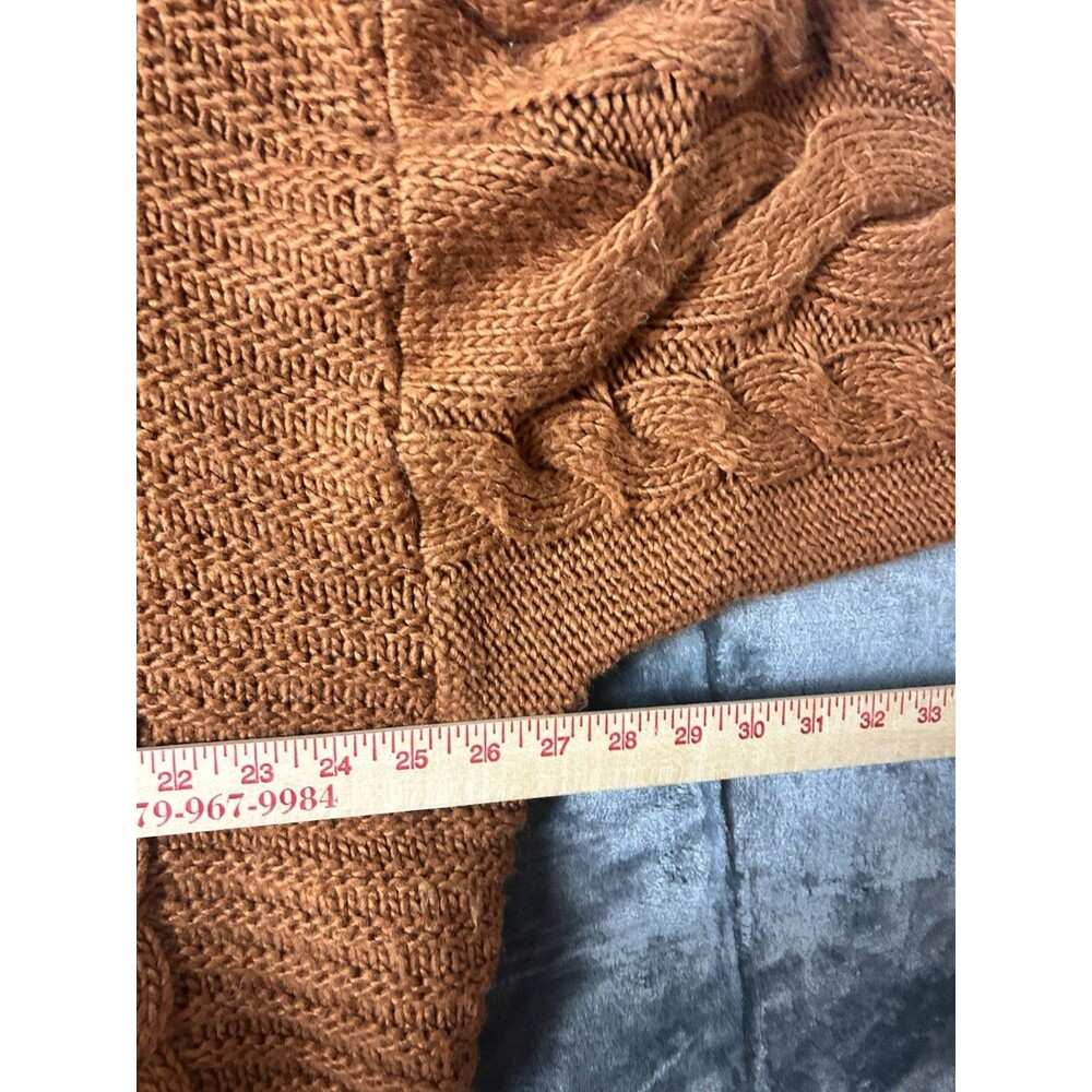 Zenana Sweater Womens Large Rust Brown Cable Knit Chunky Crewneck Pullover - Picture 5 of 8
